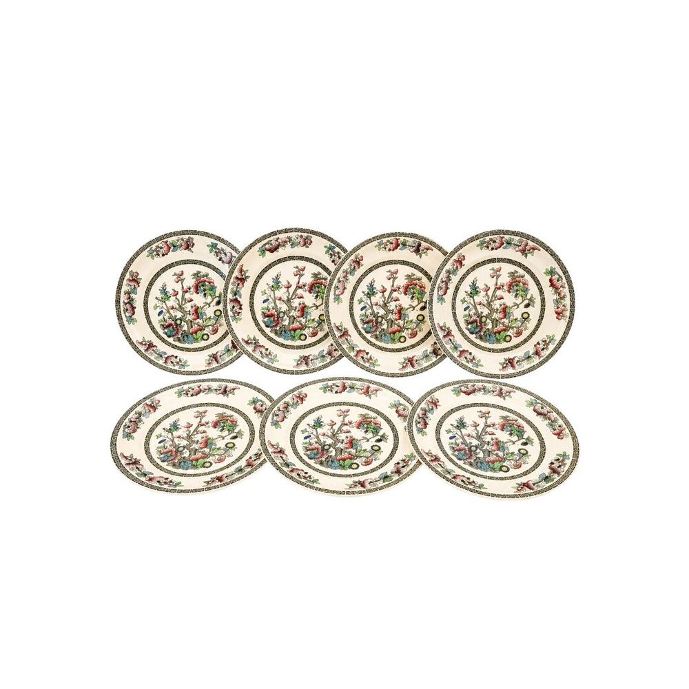 Johnson Brothers Indian Tree Dinner Plates 9.75" Set of 7 England Vintage